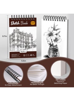Nicpro 58 Pcs Art Drawing Supplies Kit In Leather Case, Art Mechanical Pencil Set With 6 Metal Drafting Pencil 0.5 & 0.7 & 0.9 & 2Mm, 12 Micron Pen, Sketch Book, 30 Tube Lead Refills For Sketching  - Image 4