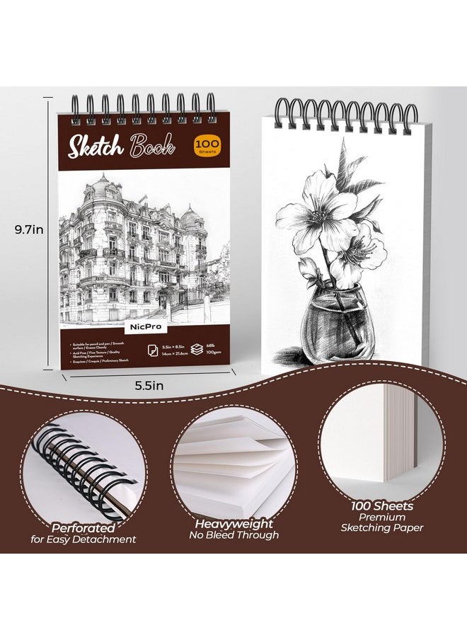 Nicpro 58 Pcs Art Drawing Supplies Kit In Leather Case, Art Mechanical Pencil Set With 6 Metal Drafting Pencil 0.5 & 0.7 & 0.9 & 2Mm, 12 Micron Pen, Sketch Book, 30 Tube Lead Refills For Sketching  - Image 4