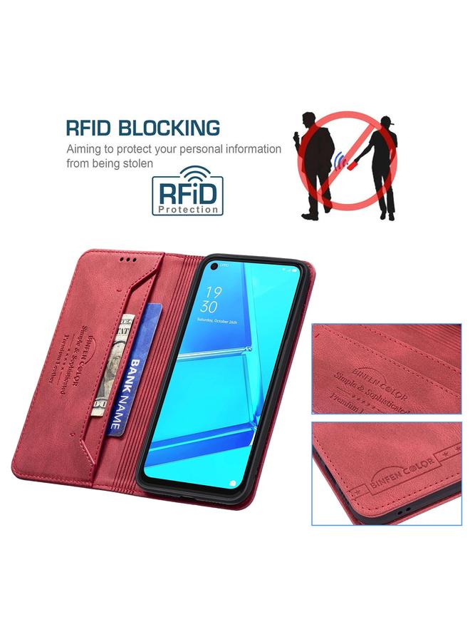 S-TOP Case For OPPO A92 / A72 / A52 Magnetic RFID Blocking Anti-Theft Leather Case with Holder & Card Slots & Wallet - Image 5