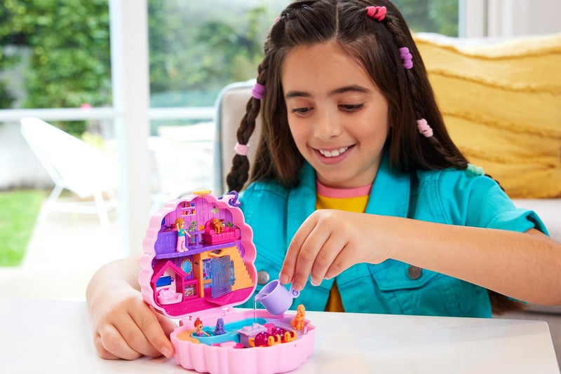 Polly Pocket Flower Garden Bunny Compact Playset with 2 Micro Dolls & 12 Accessories, Including 2 with Color Change - Image 2