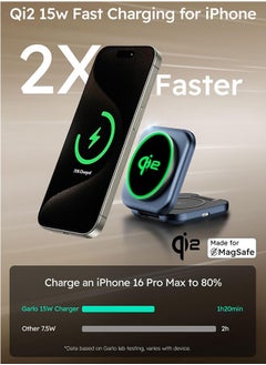 Garlo Garlo 3 in 1 Wireless Charger with MagSafe, Qi2 Certified 15W Wireless Charging Station Stand, Foldable Magnetic Fast Charger, Compatible with iPhone 16/15/14/13/12,Apple Watch, AirPods, Samsung  - Image 2