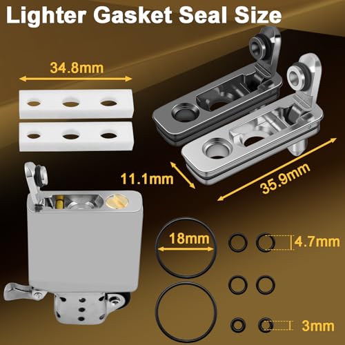 ManTangSun 2 Set Lighter Gasket Seal Metal Lighter Repair Insert Accessories Kit 1Ppcs Cotton Felt Pad with 3Pcs Rubber Seals for Lighter Bottom Seal(Sliver+Black) - Image 2