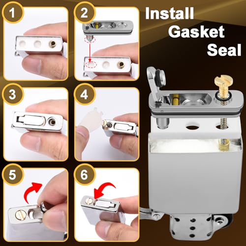 ManTangSun 2 Set Lighter Gasket Seal Metal Lighter Repair Insert Accessories Kit 1Ppcs Cotton Felt Pad with 3Pcs Rubber Seals for Lighter Bottom Seal(Sliver+Black) - Image 3