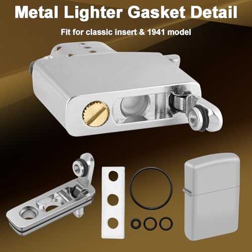 ManTangSun 2 Set Lighter Gasket Seal Metal Lighter Repair Insert Accessories Kit 1Ppcs Cotton Felt Pad with 3Pcs Rubber Seals for Lighter Bottom Seal(Sliver+Black) - Image 5