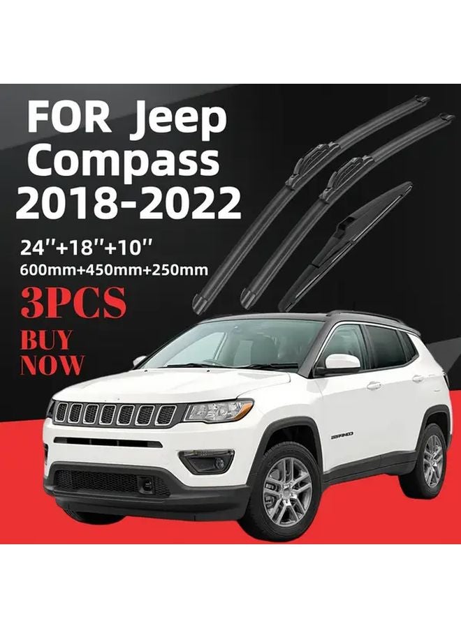 24 18 10 Inches Wiper Blades Replacement For Jeep Compass 2018 2022 Set Of 3 - Image 2