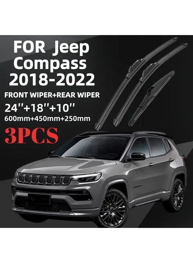 24 18 10 Inches Wiper Blades Replacement For Jeep Compass 2018 2022 Set Of 3 - Image 5