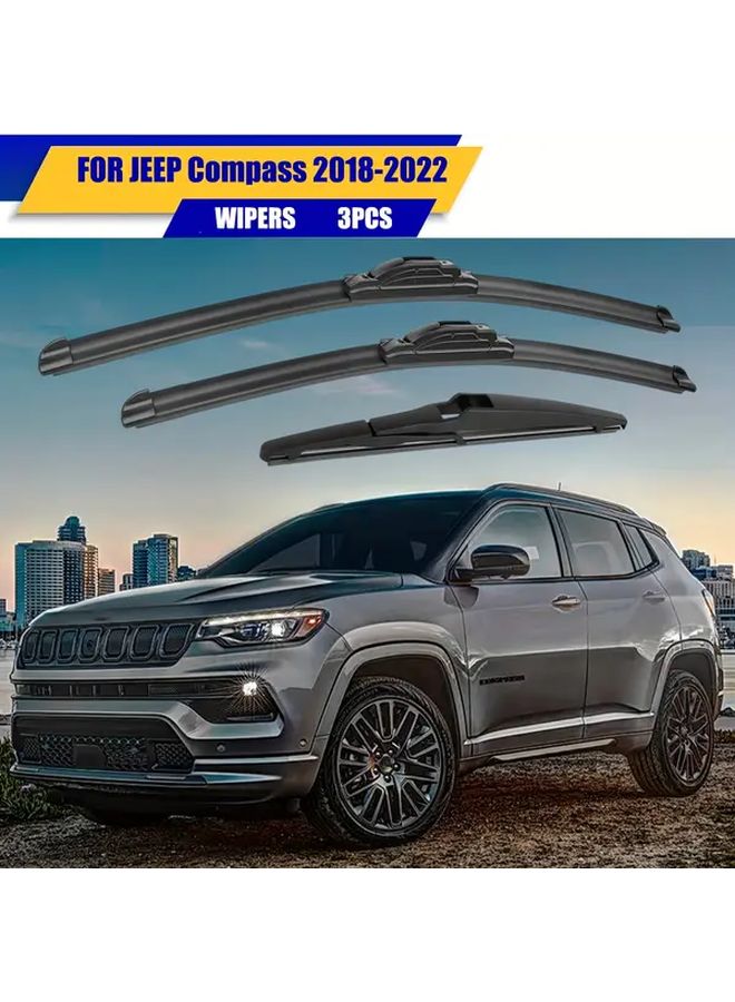 24 18 10 Inches Wiper Blades Replacement For Jeep Compass 2018 2022 Set Of 3 - Image 4