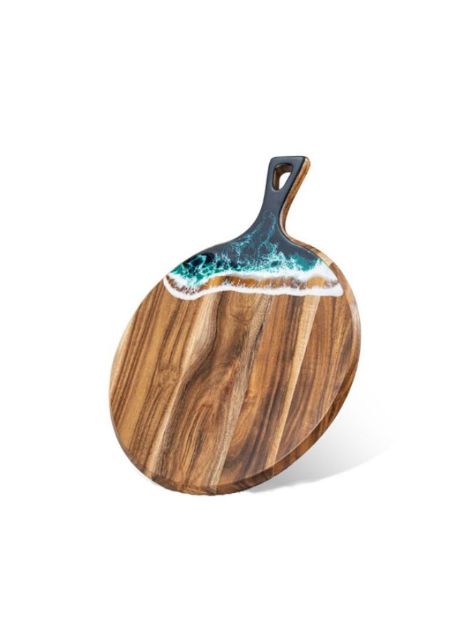 Home Smart Resin Round Cutting Board | Modern wooden and resin serving board, charcuterie board with beautiful design perfect addition in your kitchen. (40X30 cm) - Image 1