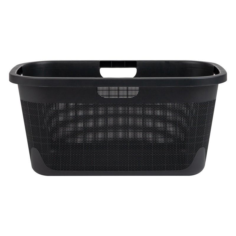 Mind Reader 40L Laundry Basket, Linen Design Clothes Hamper, Plastic Storage Bin with Handles, Black - Image 5