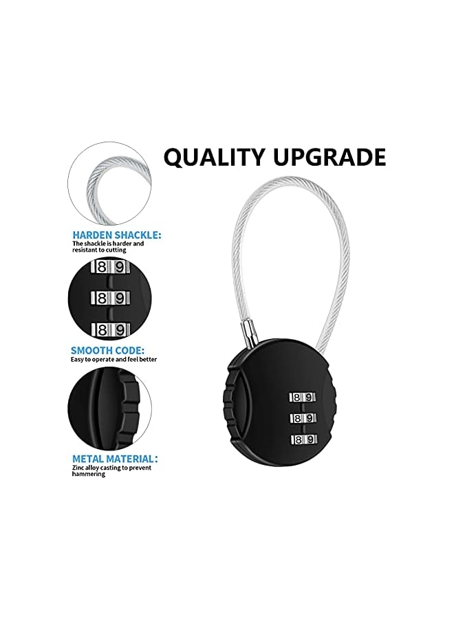 PROMASS 2 Pack Padlock with Numbers, Combination Lock for a Locker Locker Lock Small Padlock for a Locker Strong (Blue,Black) - Image 3