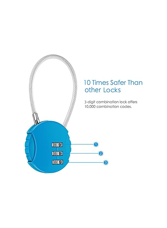 PROMASS 2 Pack Padlock with Numbers, Combination Lock for a Locker Locker Lock Small Padlock for a Locker Strong (Blue,Black) - Image 2