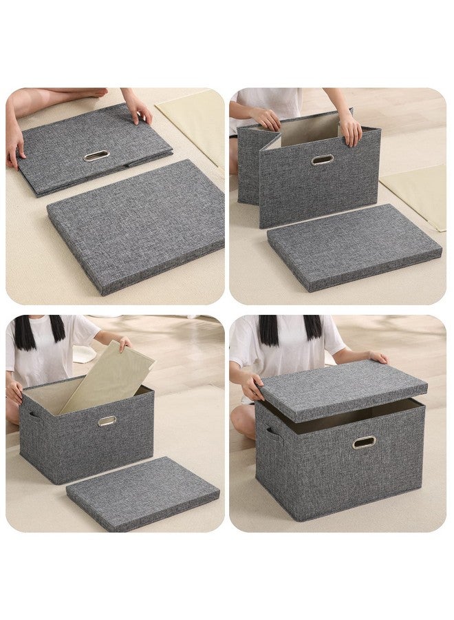 Hokipo Multipurpose Storage Bins With Lid For Cupboard, Home And Office, Grey, Medium, Pack Of 1 (Ar4369-M) - Polyester - Image 4