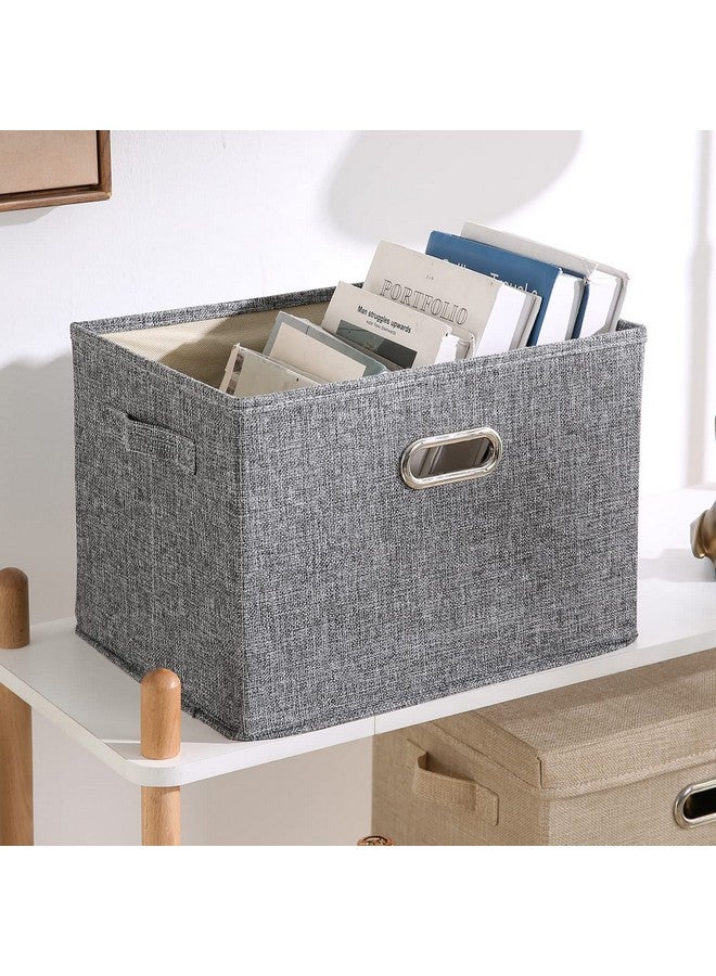 Hokipo Multipurpose Storage Bins With Lid For Cupboard, Home And Office, Grey, Medium, Pack Of 1 (Ar4369-M) - Polyester - Image 3