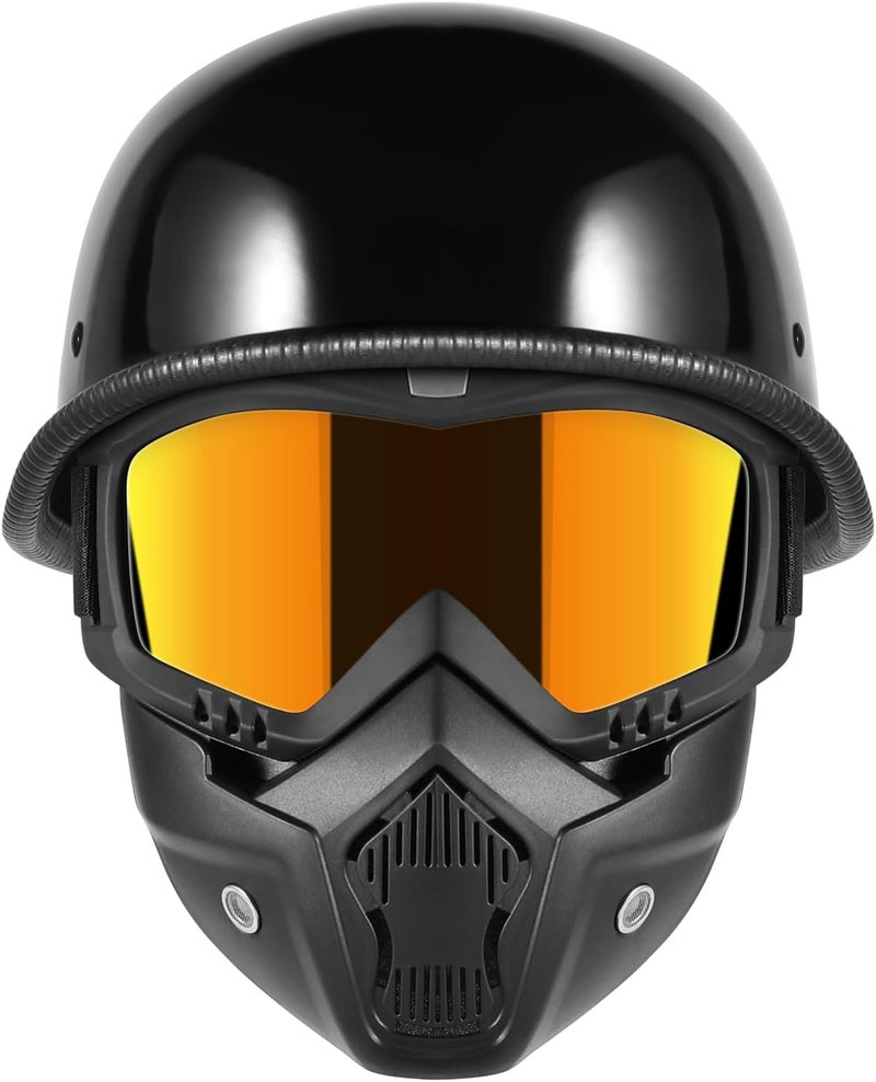 TRUSTERTHEE Motorcycle Half Helmet with Face Shield - DOT Approved Retro German Style for Adults - Image 1