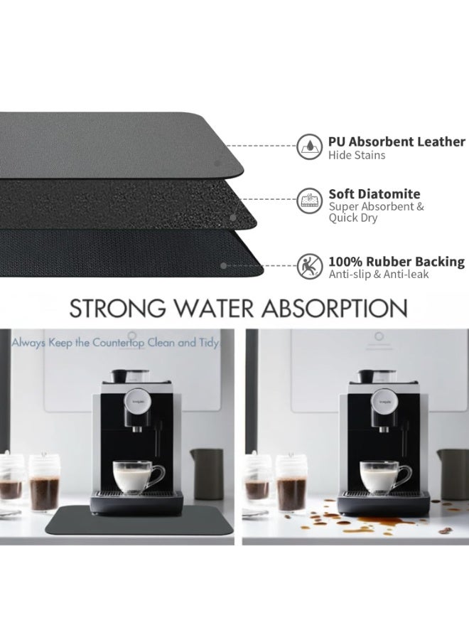 Dish Drying Diatomaceous Earth Coffee Mat, Counter Top Bar Pad, Super Absorbent Drainer, Large Stone Board, Fast Dry for Kitchen Sink, Bathroom- 60*40cm, Dark Grey - Image 4