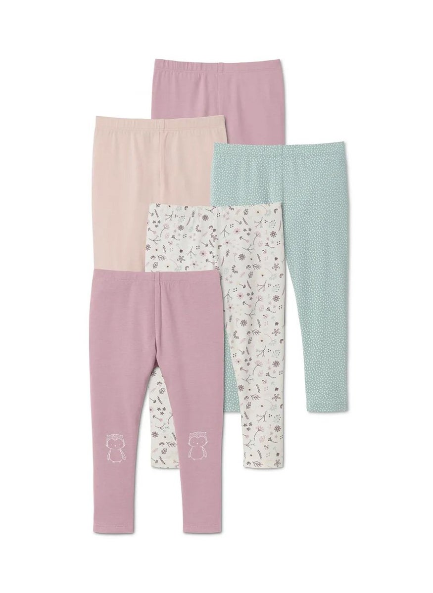 Tchibo Toddler Girls 5 Pcs. of Leggings, Purple Combo  - Image 2