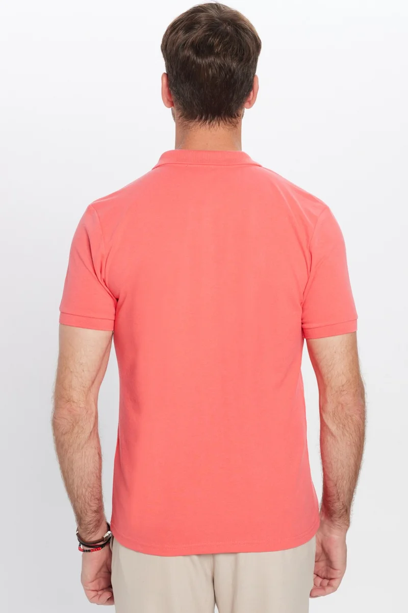 Tudors Men's Slim Fit Slim Cut Cotton Soft Texture Cool Fabric Plain Pique Polo Collar T-Shirt