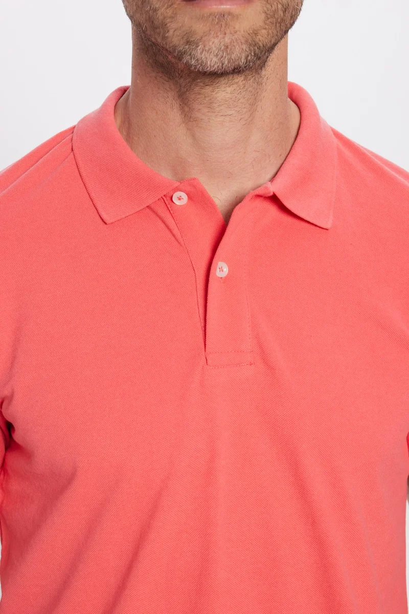 Tudors Men's Slim Fit Slim Cut Cotton Soft Texture Cool Fabric Plain Pique Polo Collar T-Shirt