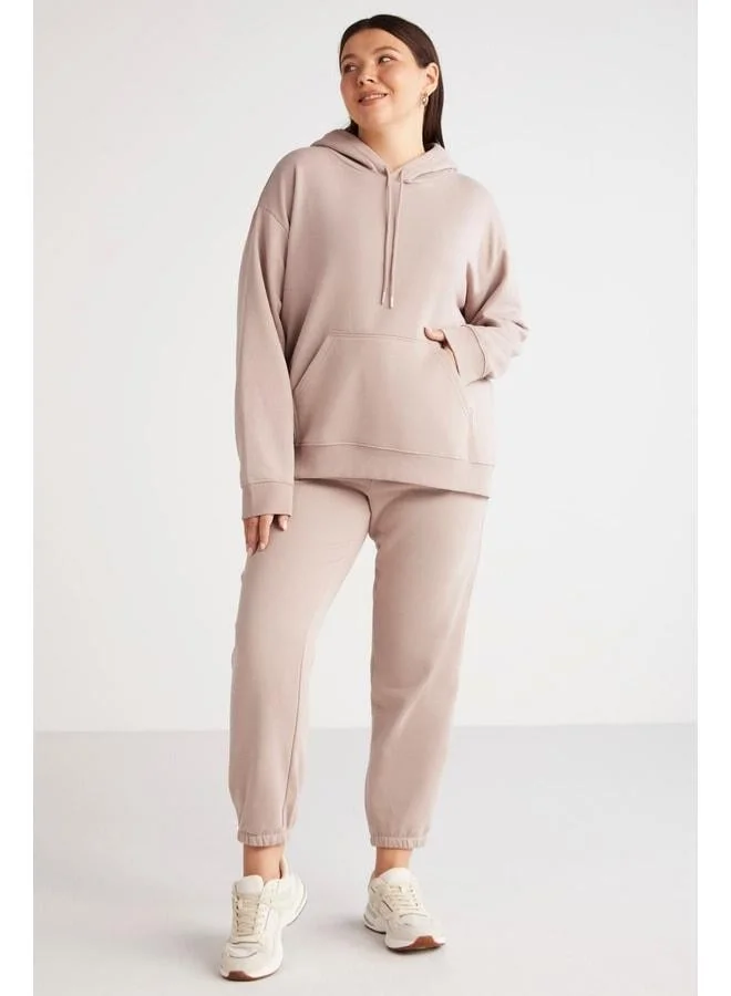 Ethiquet Terezabb Women's Soft Fleece Comfort Fit Hooded Kangaroo Pocket Pink Plus-Size Sweatshirt.