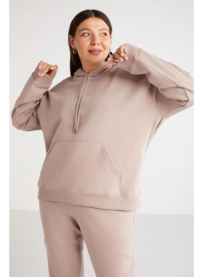 Ethiquet Terezabb Women's Soft Fleece Comfort Fit Hooded Kangaroo Pocket Pink Plus-Size Sweatshirt.