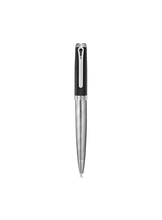 CERRUTI 1881 Ugo Stainless Steel Trims Twist Ballpoint Pen for Men, Blue Ink