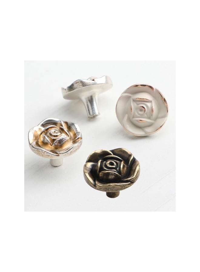 The Bros Antique Rose Flower Cabinet Knobs, [4 Pack] Vintage Zinc Alloy Rose Drawer Knobs, Decorative Knobs for Kitchen, Cupboard, Cabinets and Dresser Drawers, Silver - Image 4