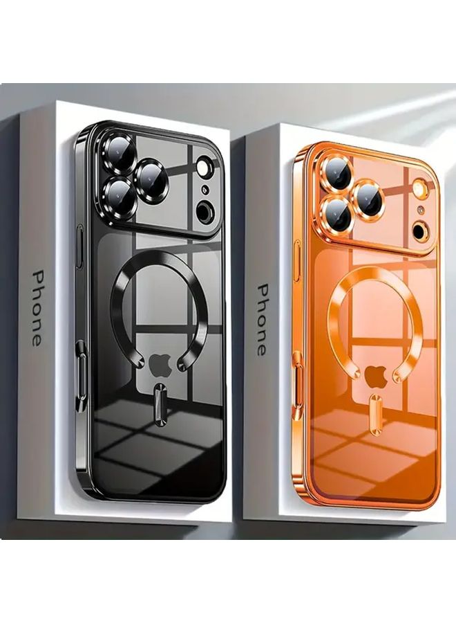 غلاف شحن لاسلكي مغناطيسي أسود لجهاز iPhone 14 Pro Max Plus مع حماية شفافة للعدسة - Image 2