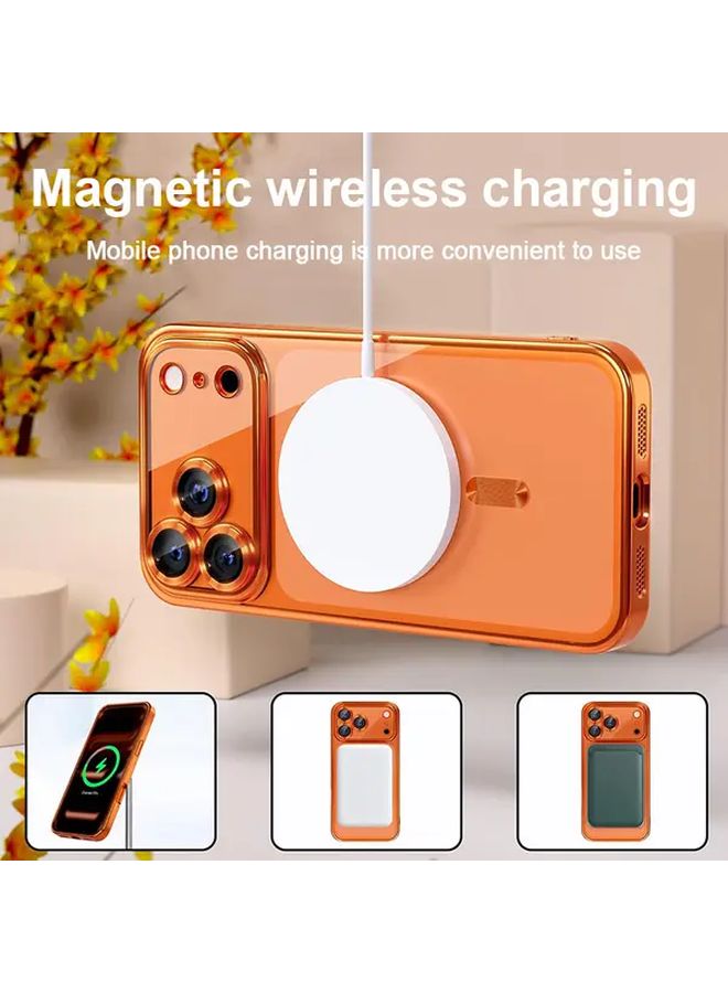 غلاف شحن لاسلكي مغناطيسي أسود لجهاز iPhone 14 Pro Max Plus مع حماية شفافة للعدسة - Image 4