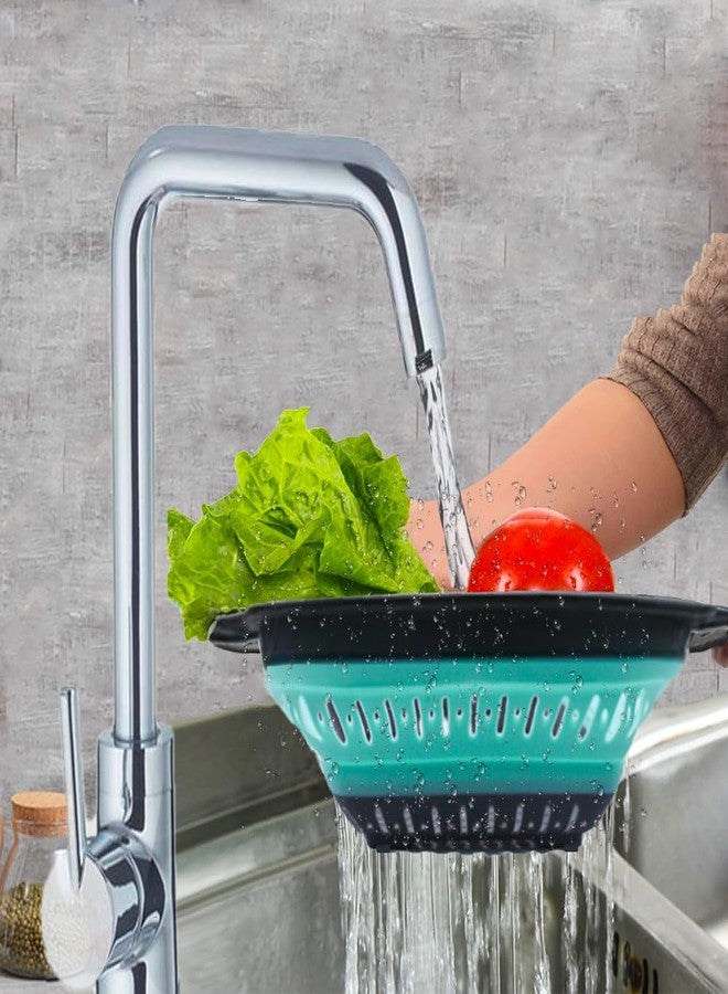 Fglmctsh Collapsible Colander Set, Square Round Triangles Silicone Kitchen Strainer Perfect for Draining Pasta Vegetable fruit 2 PCS (10.8"L x 8.6"W x 2"H, Red & Green) - Image 3