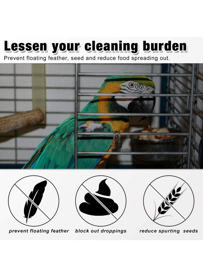 Shappy 3 Pieces Large Adjustable Bird Cage Cover Seed Feather Catcher Birdcage Nylon Mesh Net Cover Soft Skirt Guard for Parakeet Macaw African Round Square Cage (118 x 15 Inch in Circumference and Width)  - Image 5
