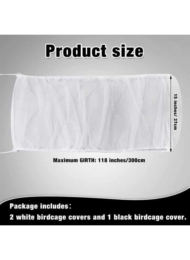 Shappy 3 Pieces Large Adjustable Bird Cage Cover Seed Feather Catcher Birdcage Nylon Mesh Net Cover Soft Skirt Guard for Parakeet Macaw African Round Square Cage (118 x 15 Inch in Circumference and Width)  - Image 2