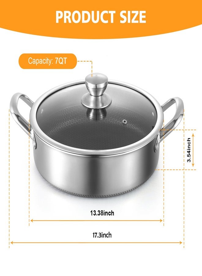 Toutrop Stainless Steel 7QT Saute Pan 14 Inch Deep Frying Pan with Lid Nonstick,Hybird Induction Cooking Pan,PFOA Free Cookware,Large Skillets - Image 2