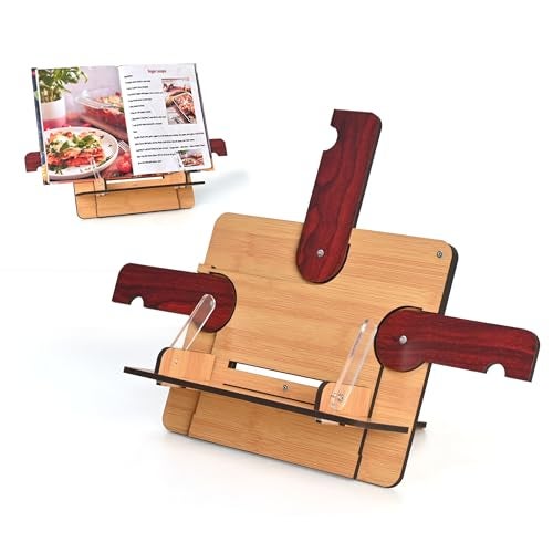 Gift Kya De GKD Book Reading Stand Desk Accessories For Adjustable Angles Compatible With All Size Books, A3 Large Size, Heavy, Bulky, Large Book Stand, Tablet & Mobile A Book Holder For Reading (Big Size Bamboo) - Image 1