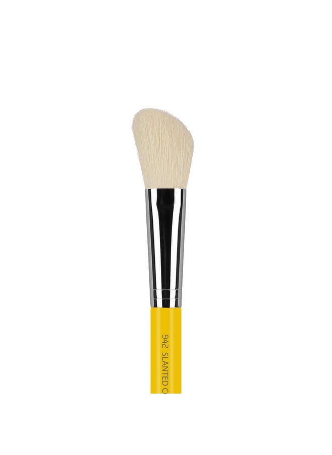 Bdellium Tools Professional Makeup Brush Studio Series 942 Slanted Contour With Mix Of Soft Synthetic & Natural Fibers For Adding Dimension To The Face (Yellow 1Pc)  - Image 2