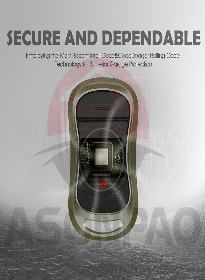 ASONPAO جهاز التحكم عن بعد لفتح باب المرآب جيني ASONPAO 2 للطراز G3T-R G3T-BX G3T-A 315/390 ميجاهرتز Intellicode Auto-Seek Dual Frequency 3-Button (بني) - Image 4