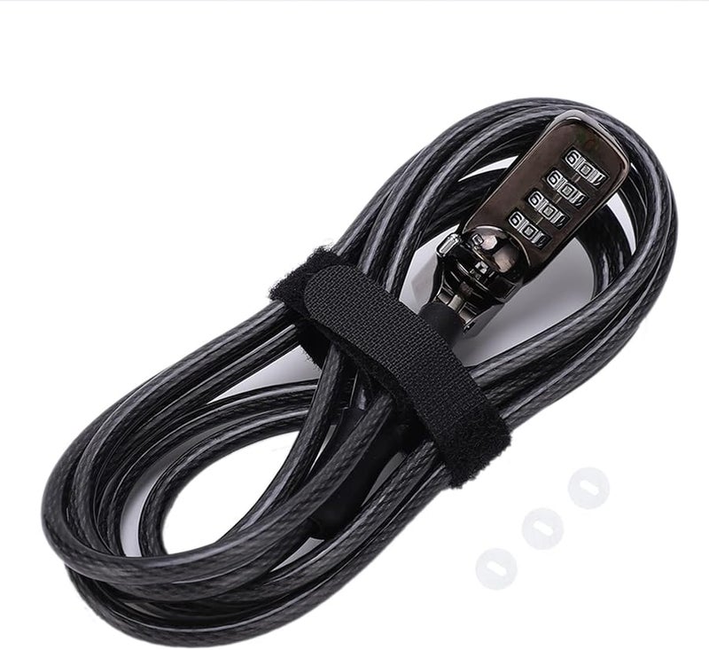 Black Combination Lock for Laptop Computer Desktop Security Cable Keyless Digital Anti Theft - Image 1