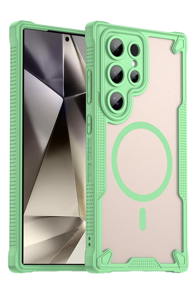 Cover For Samsung Galaxy S24 Ultra Armor Glaze MagSafe Magnetic Phone Case Raised edges around the screen and camera lens help prevent scratches - Green - Image 1