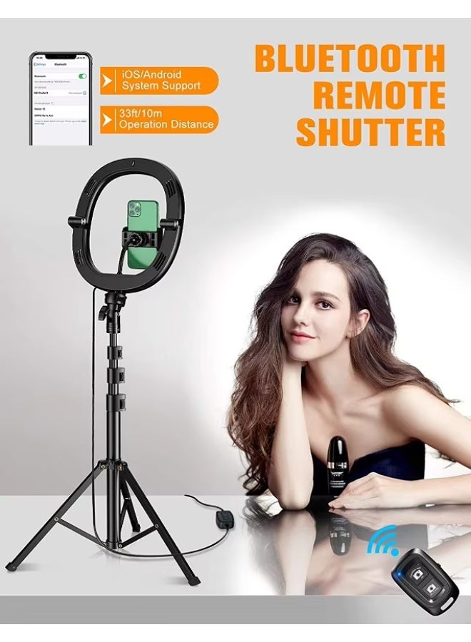 10'' Foldable Ring Light with 1.6m Tall Phone Tripod, Selfie Light with Remote Contorl,With Organizer Bag,for Video Recording, Live Streaming, Makeup - Image 4