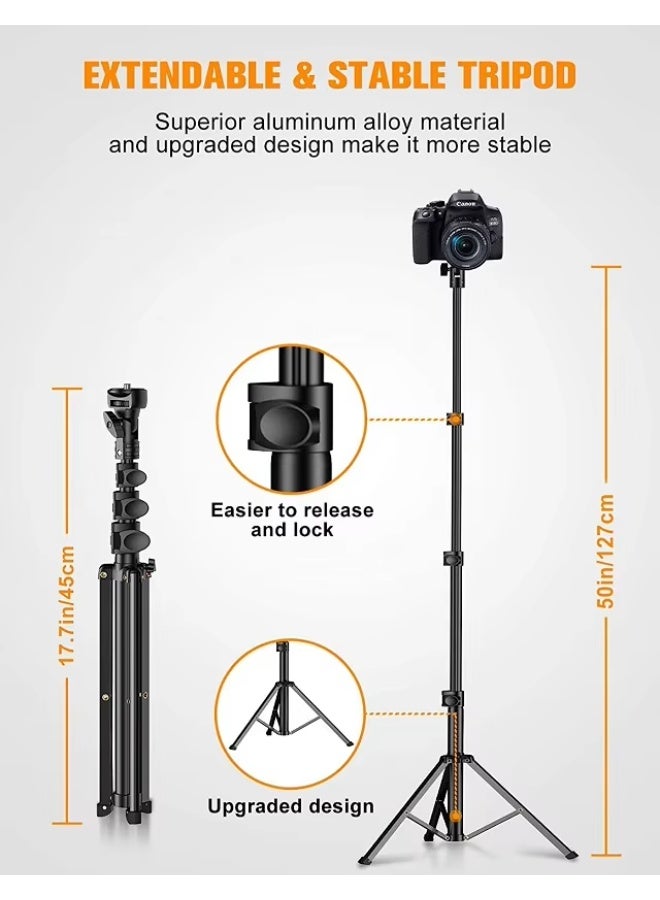 10'' Foldable Ring Light with 1.6m Tall Phone Tripod, Selfie Light with Remote Contorl,With Organizer Bag,for Video Recording, Live Streaming, Makeup - Image 3