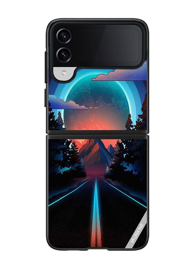 VR CREATIVE Protective Case Cover For Samsung Galaxy Z Flip4 Road To Paradise Design Multicolour - Image 1