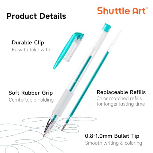 Shuttle Art 160 Pack Glitter Gel Pens, 80 Colors Glitter Gel Pens Set with 80 Refills for Adults Coloring Books Drawing Crafts Scrapbooking Journaling - Image 3