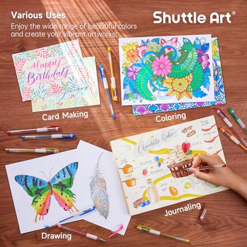 Shuttle Art 160 Pack Glitter Gel Pens, 80 Colors Glitter Gel Pens Set with 80 Refills for Adults Coloring Books Drawing Crafts Scrapbooking Journaling - Image 5