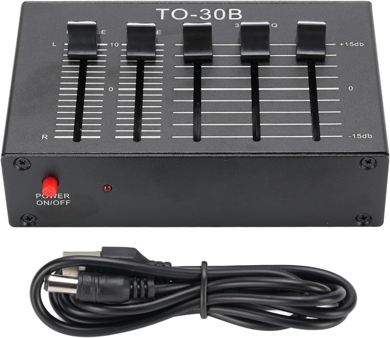3 Band 2 Channel Digital Sound Equalizer, 12Db High Mid Low Tone Adjustment Balanced Volume Control Adapter, Stereo Phono Preamp EQ Equalizer - Image 1