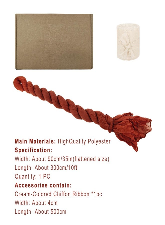 iSamzan 2pcs Boho Table Decor - 1pcs 10FT 120in Long Terracotta Cheesecloth Table Runner with 1pcs 5Yd Chiffon Ribbon, Terracotta Gauze Table Runner for Dinner, Birthday Party, Baby Shower, Wedding - Image 5