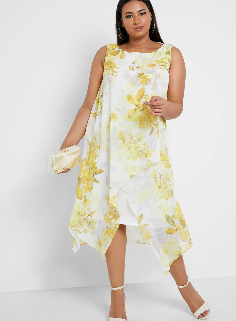 EVANS Floral Print Overlay Dress