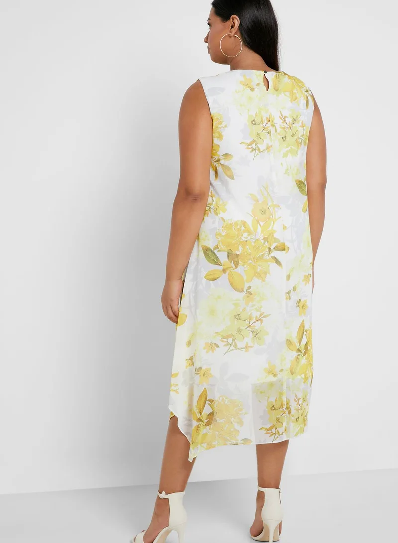 EVANS Floral Print Overlay Dress