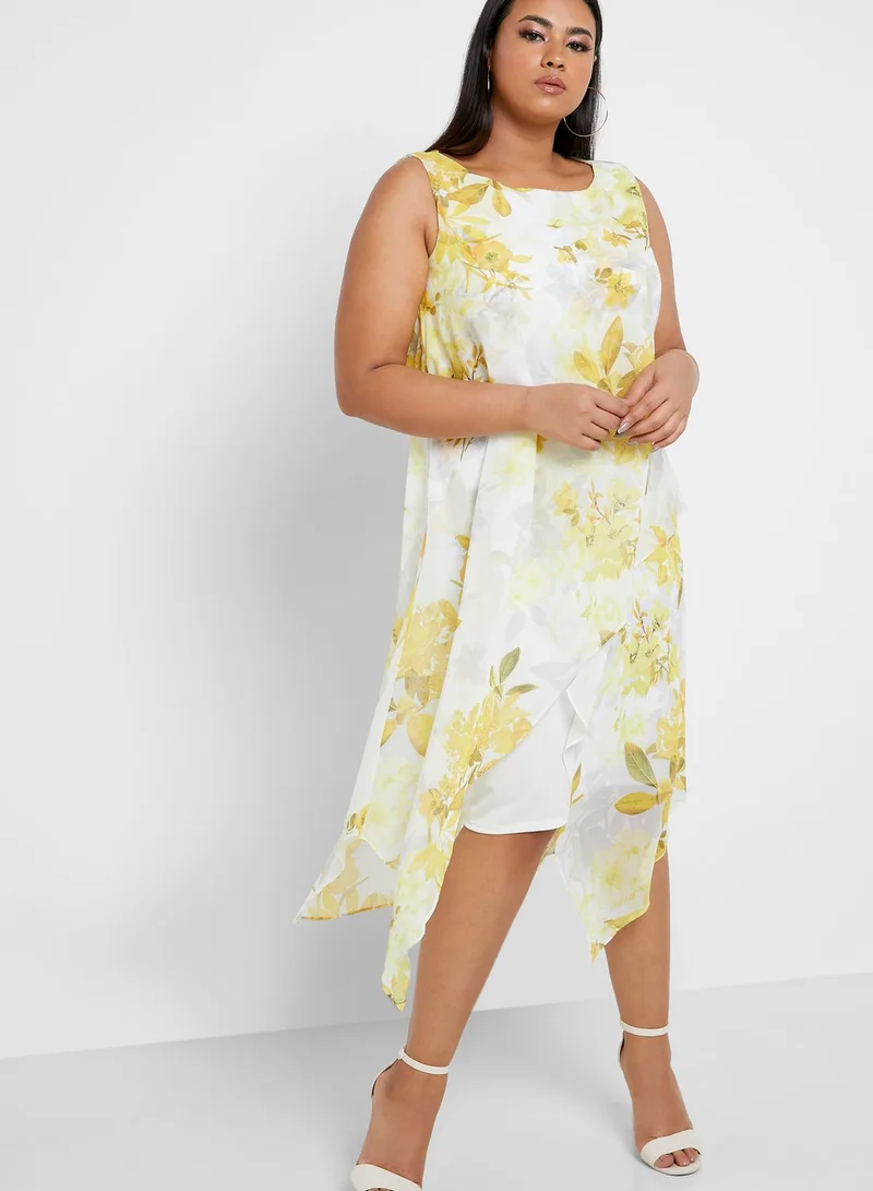 EVANS Floral Print Overlay Dress