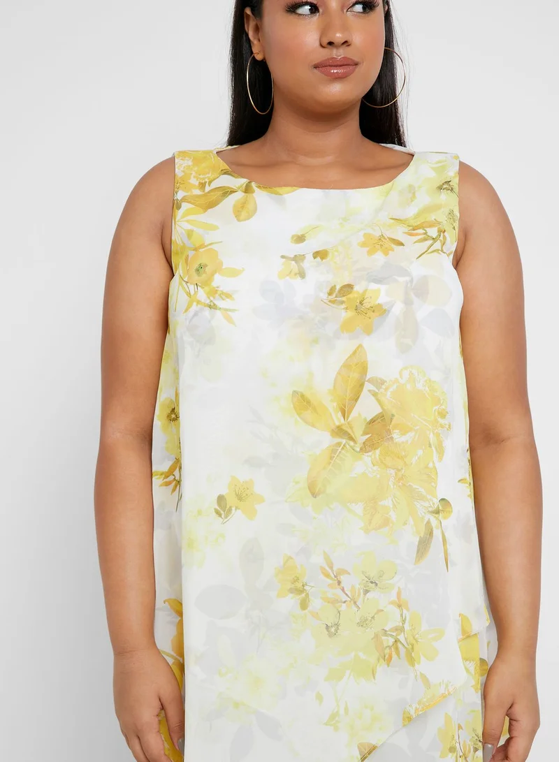 EVANS Floral Print Overlay Dress