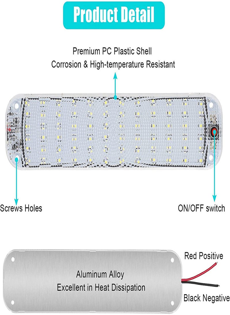 SYOSI LED Interior Lights, 72 LEDs Light Strips, 4PCS 12V Universal Car Roof Bright Interior Light with ON/OFF Switch 10W White Lamp for Van Car Auto Camper Bus Caravan Boat Motorhome Kitchen  - Image 5
