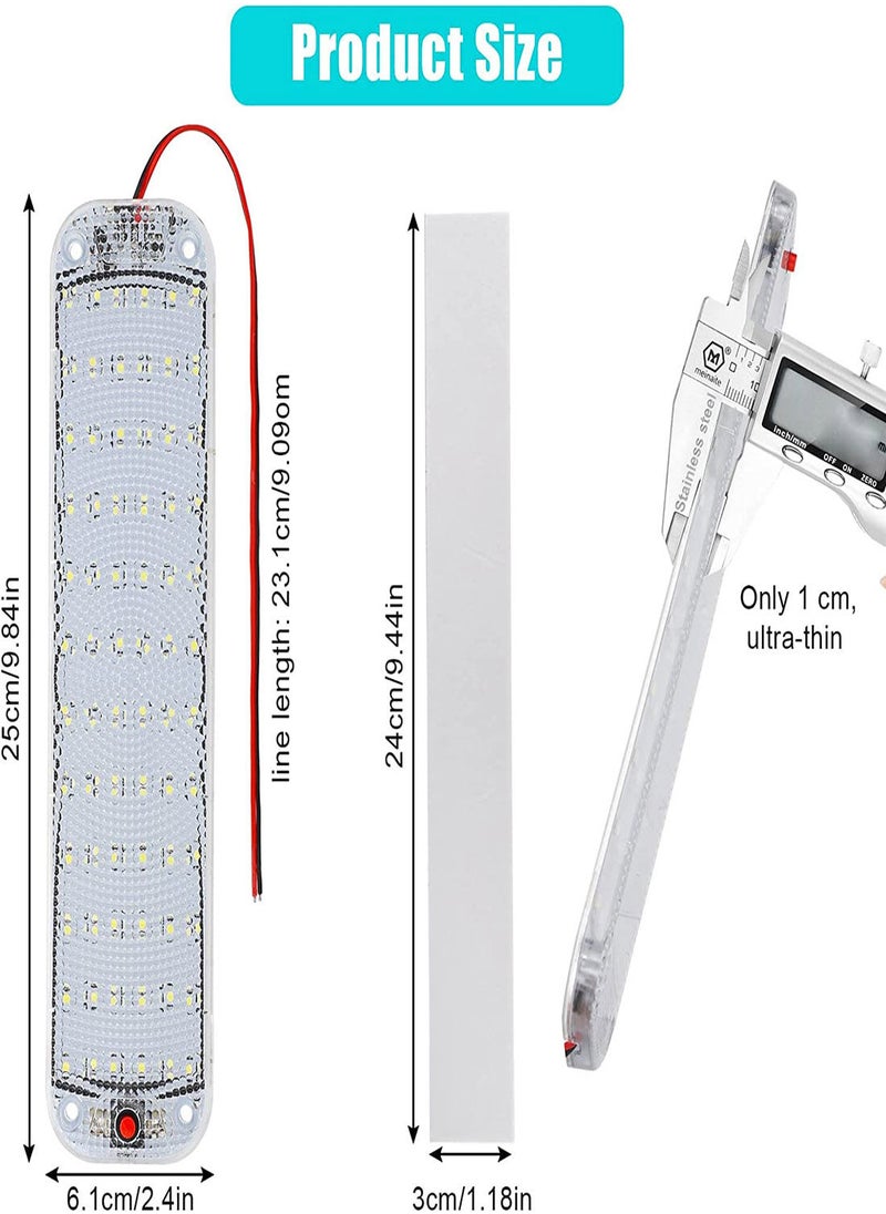 SYOSI LED Interior Lights, 72 LEDs Light Strips, 4PCS 12V Universal Car Roof Bright Interior Light with ON/OFF Switch 10W White Lamp for Van Car Auto Camper Bus Caravan Boat Motorhome Kitchen  - Image 4